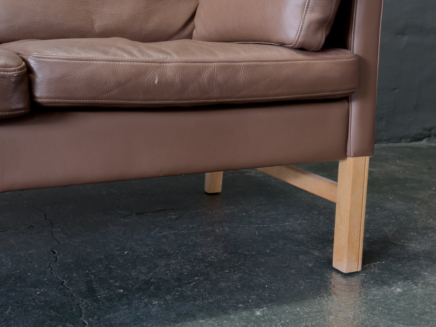 Three Seater Brown Leather Sofa by Skipper Mobler