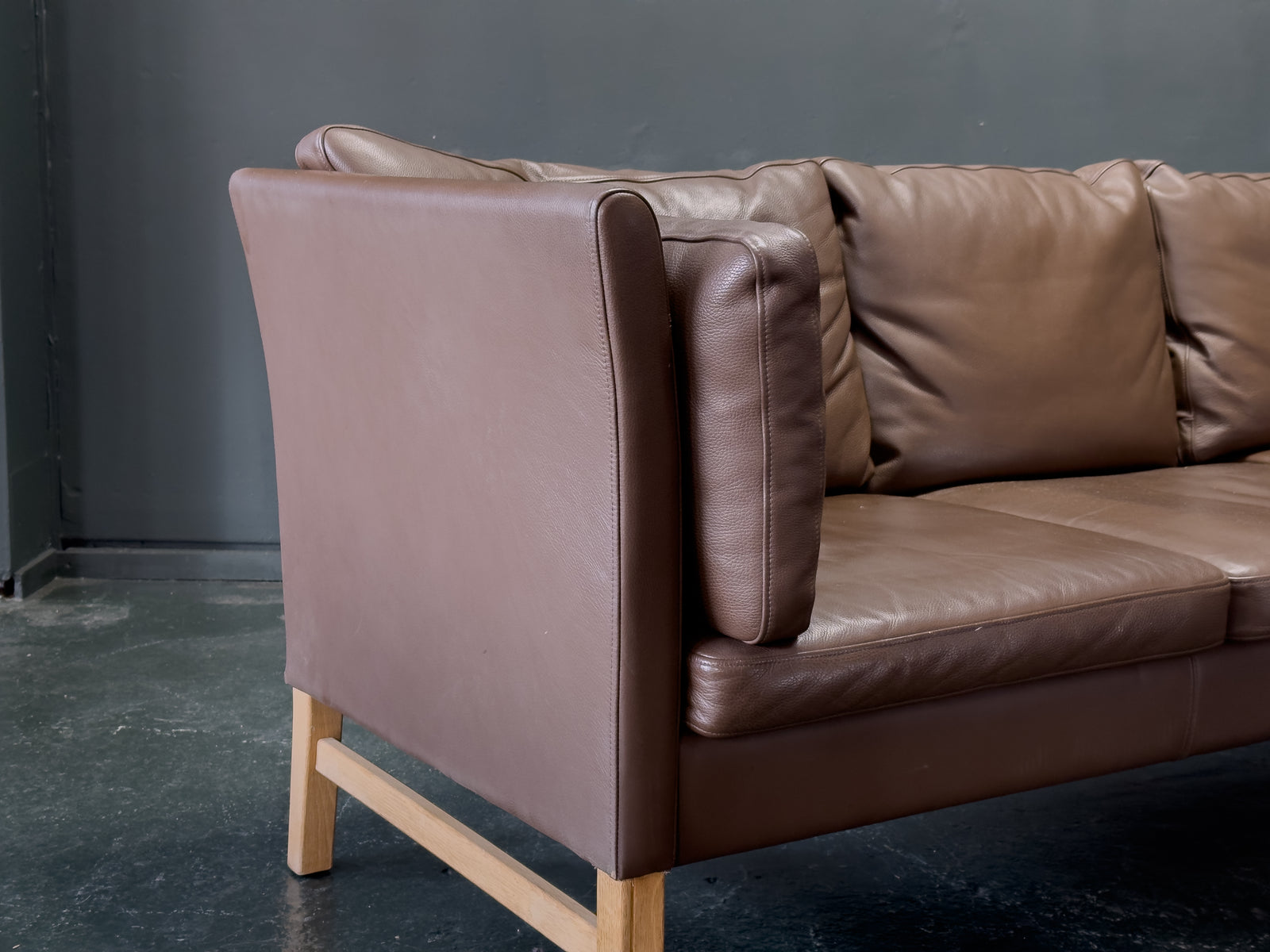 Three Seater Brown Leather Sofa by Skipper Mobler