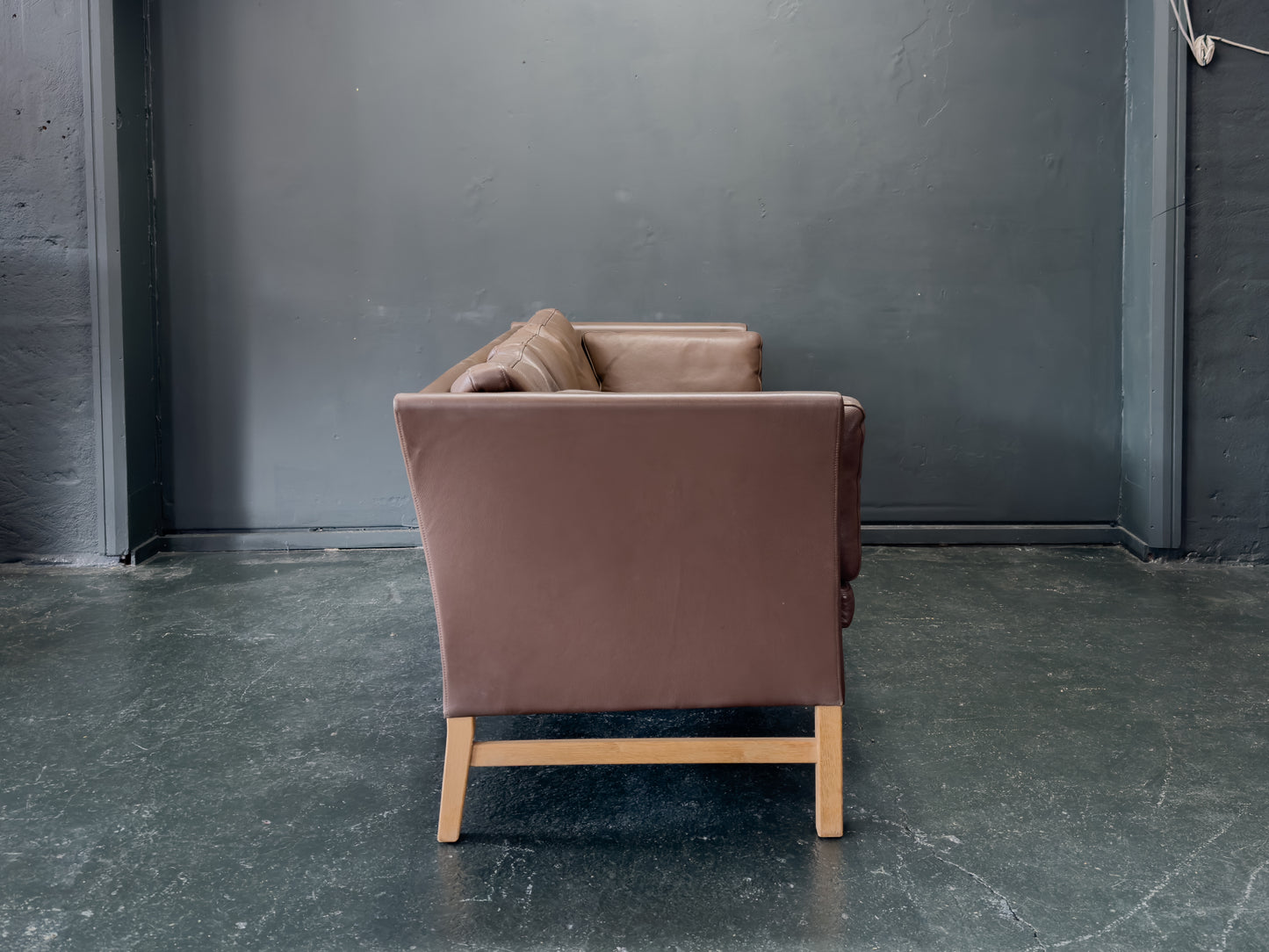 Three Seater Brown Leather Sofa by Skipper Mobler