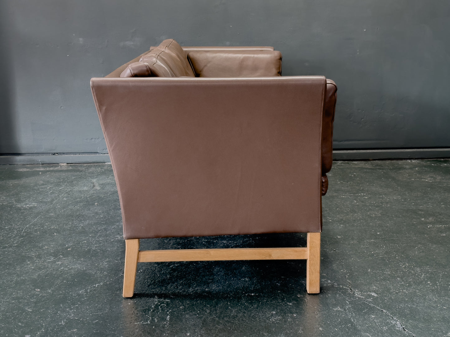 Three Seater Brown Leather Sofa by Skipper Mobler