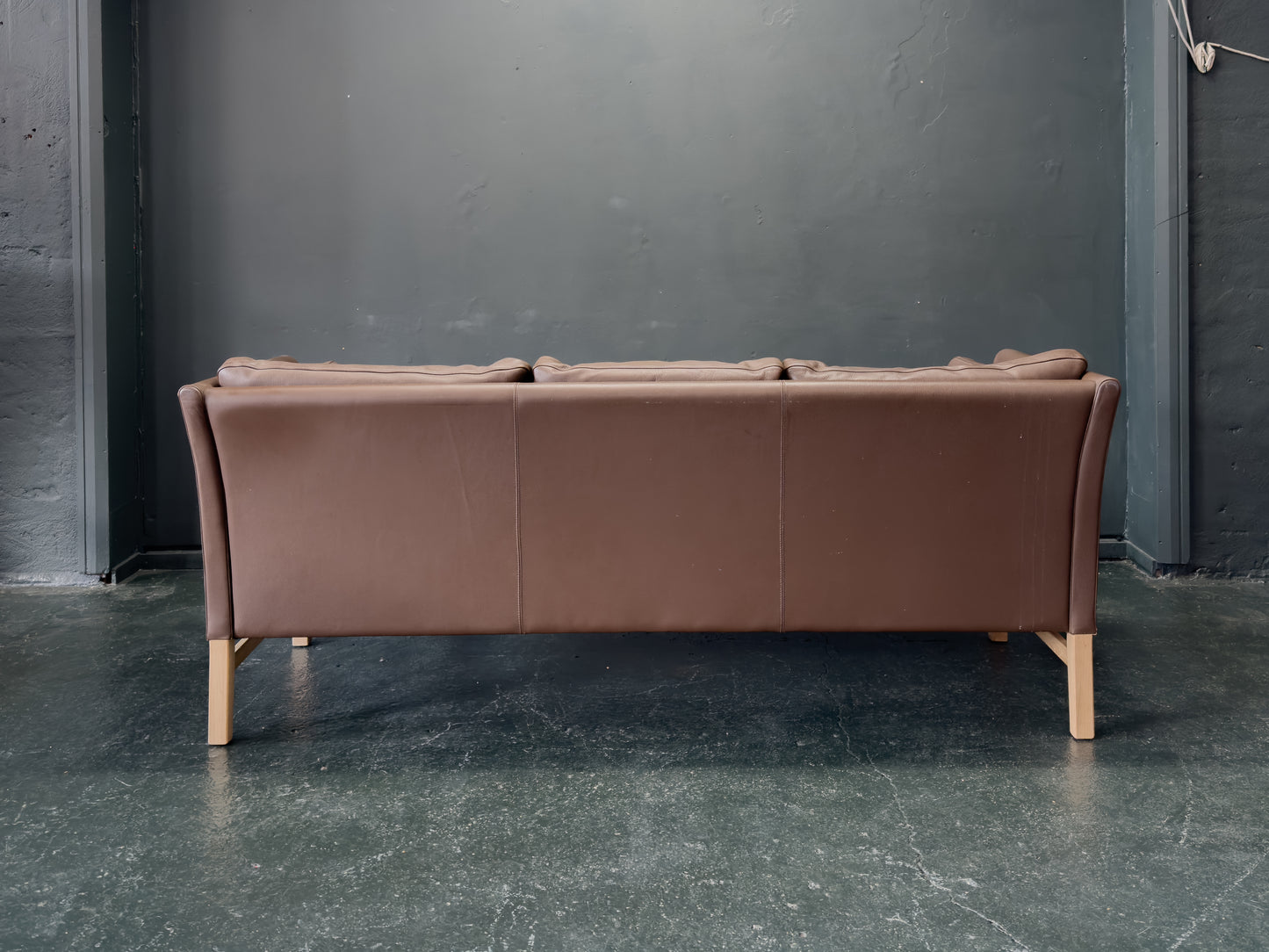 Three Seater Brown Leather Sofa by Skipper Mobler