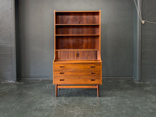 Rosewood Bureau with Tambour and Shelves by Johannes Sorth for Bornholm