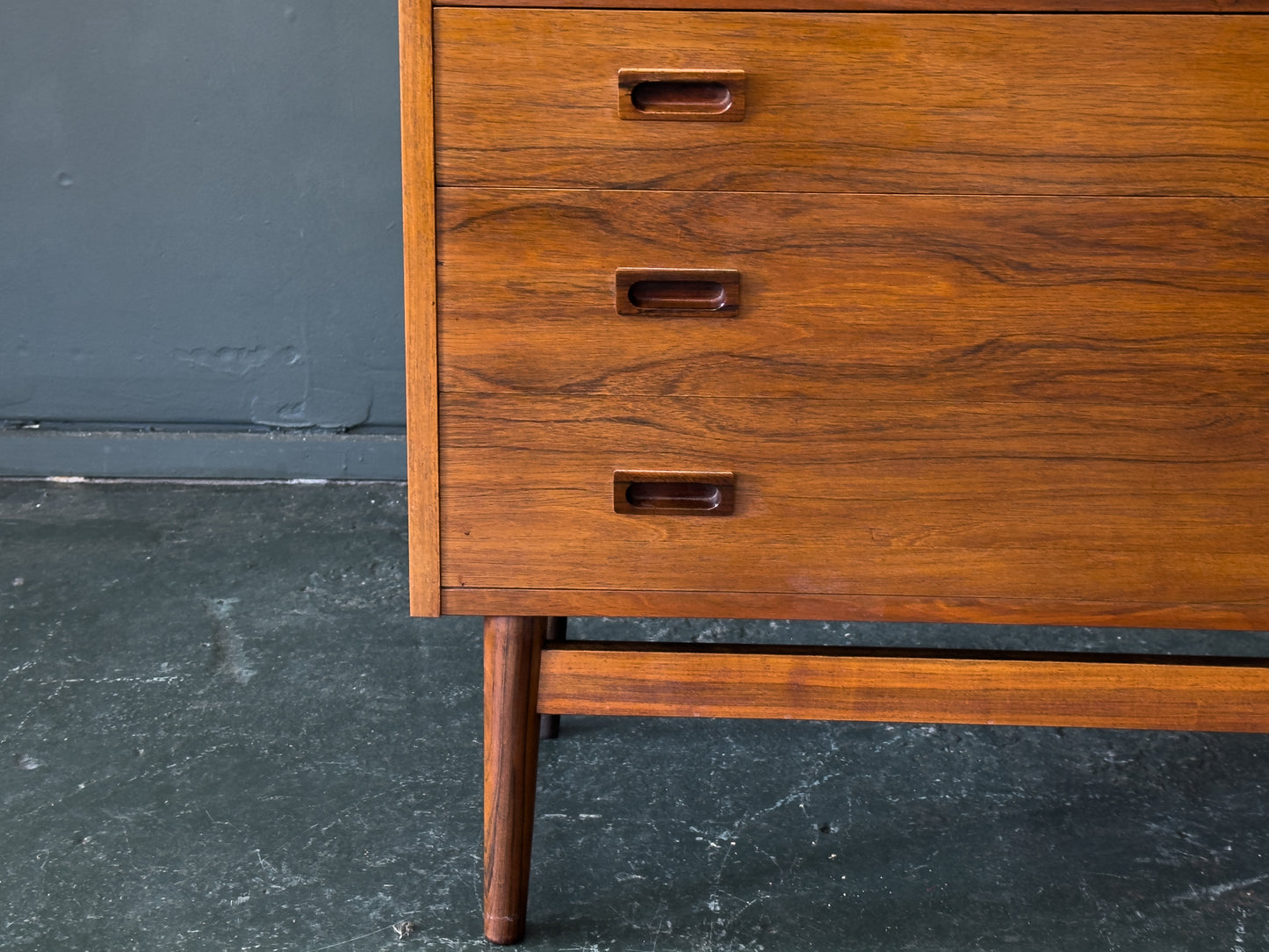 Rosewood Bureau with Tambour and Shelves by Johannes Sorth for Bornholm