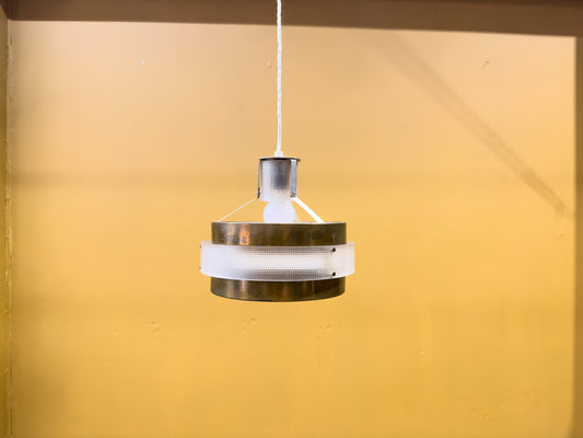 Brass & Pressed Glass Pendant Light