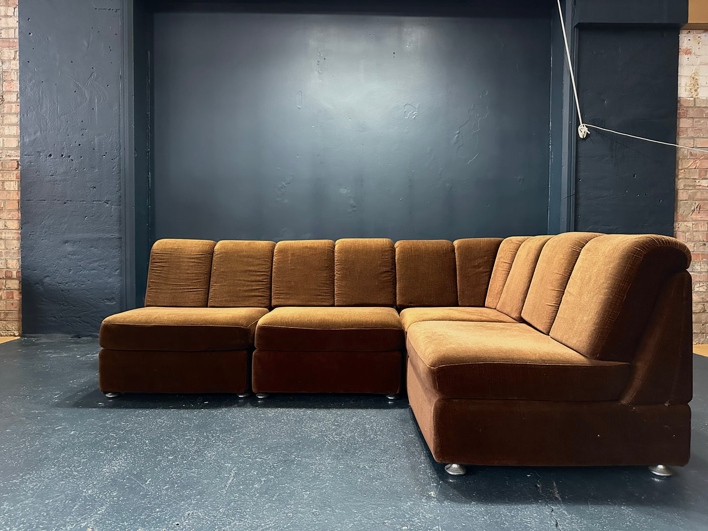 Brown Velvet Modular Sofa