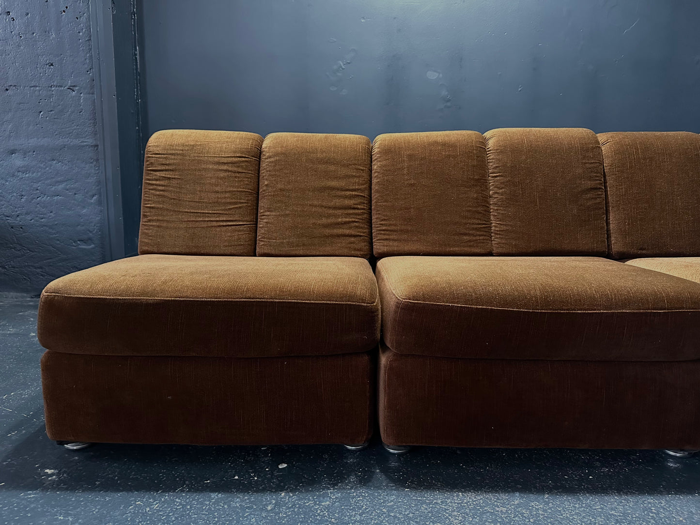 Brown Velvet Modular Sofa