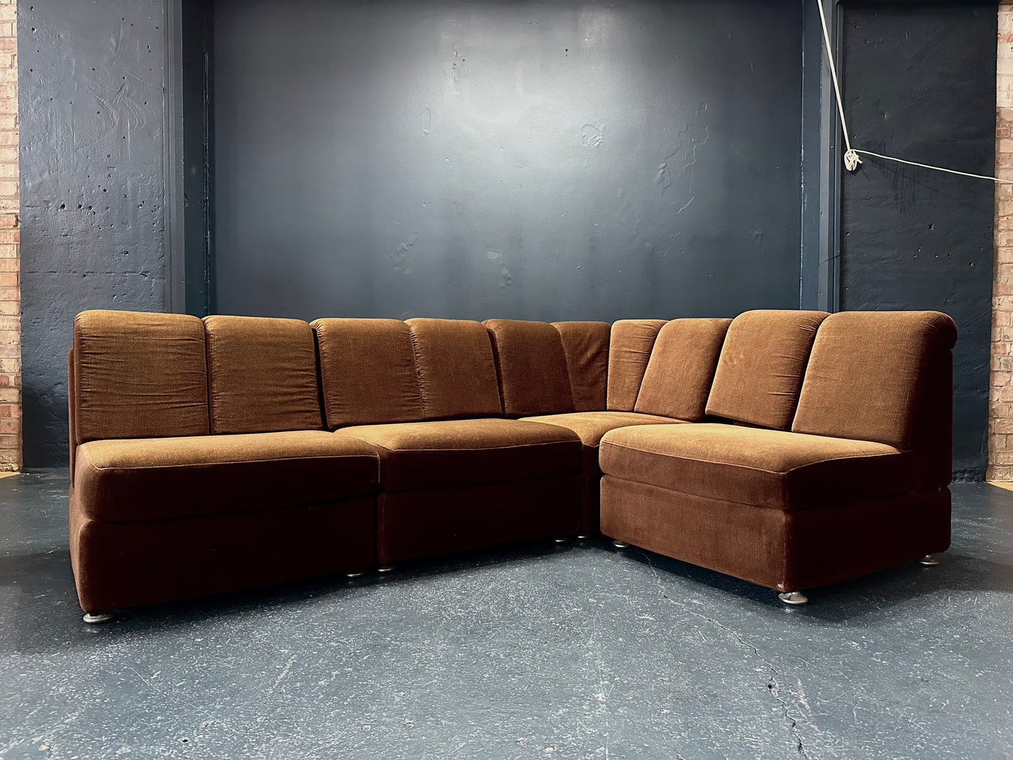 Brown Velvet Modular Sofa