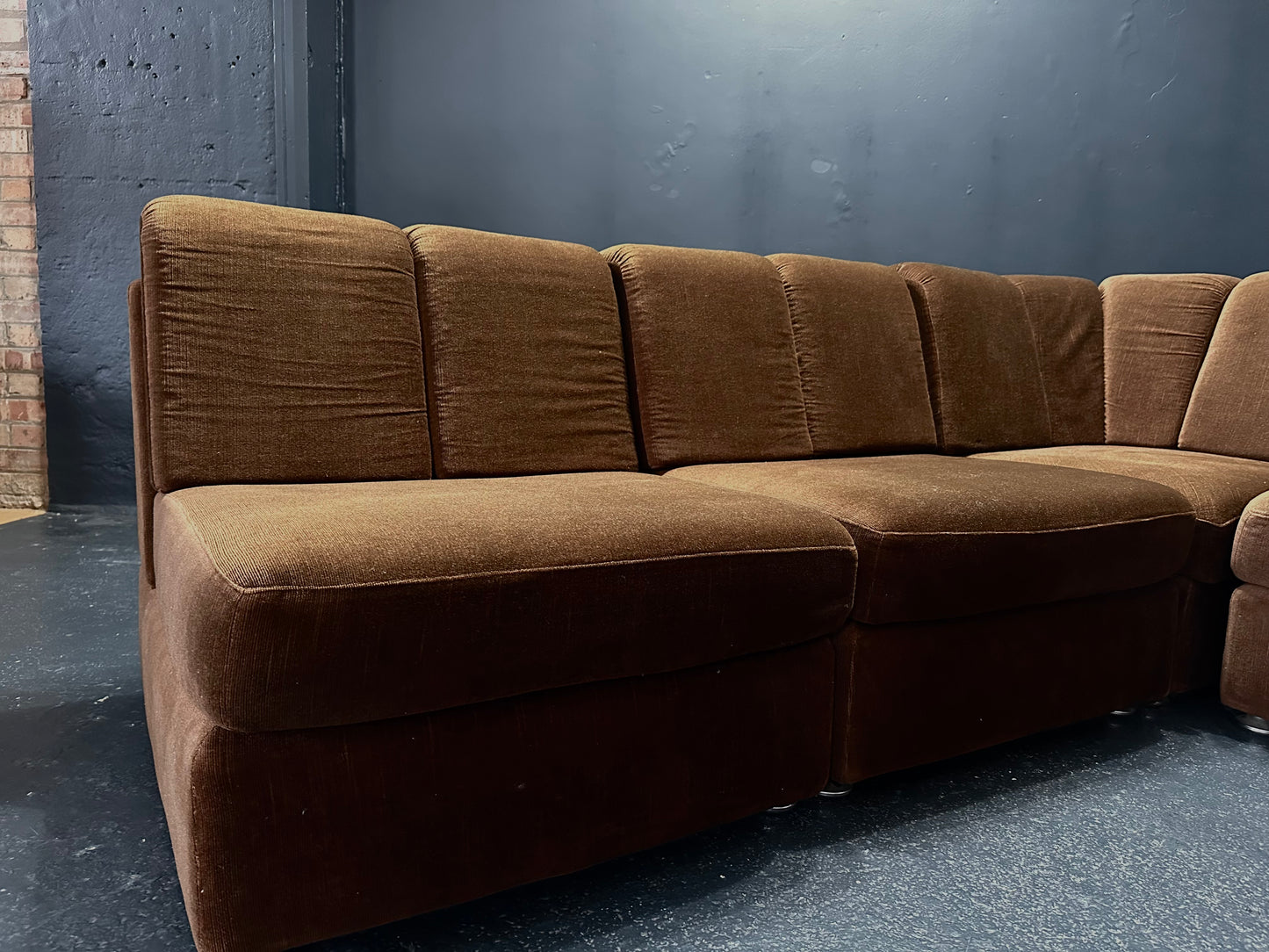 Brown Velvet Modular Sofa