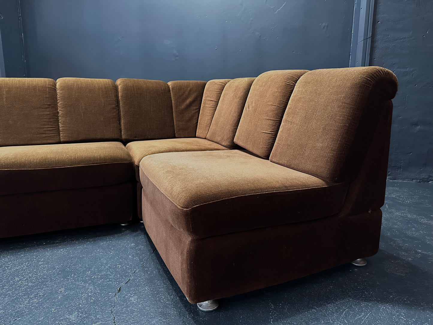 Brown Velvet Modular Sofa