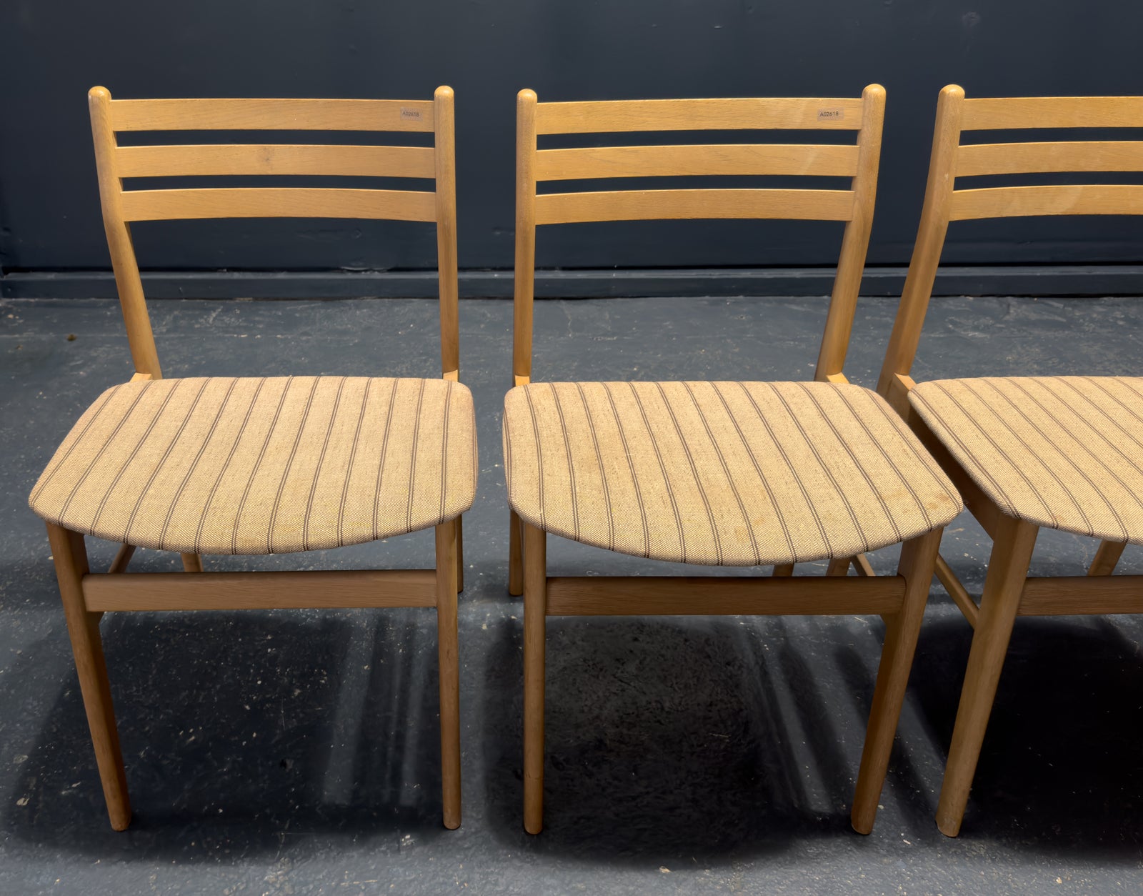 Set of 4 Oak Upholstered Dining Chairs