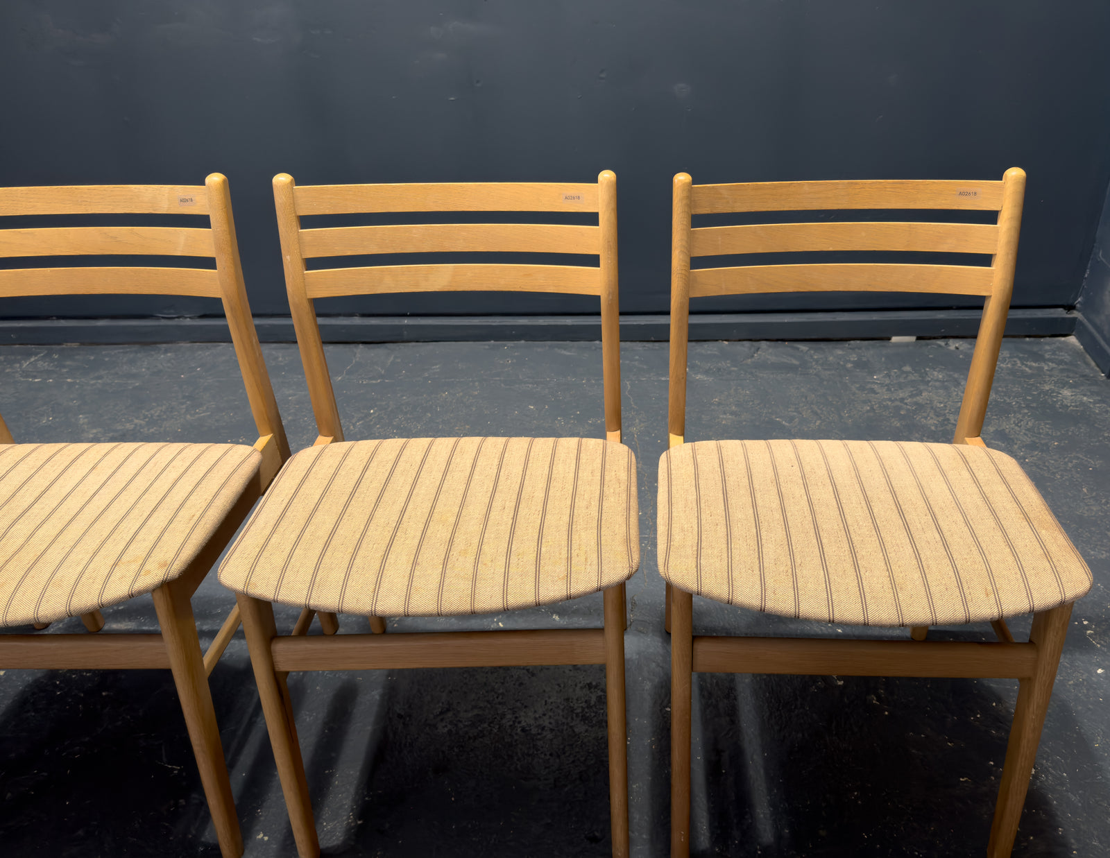 Set of 4 Oak Upholstered Dining Chairs