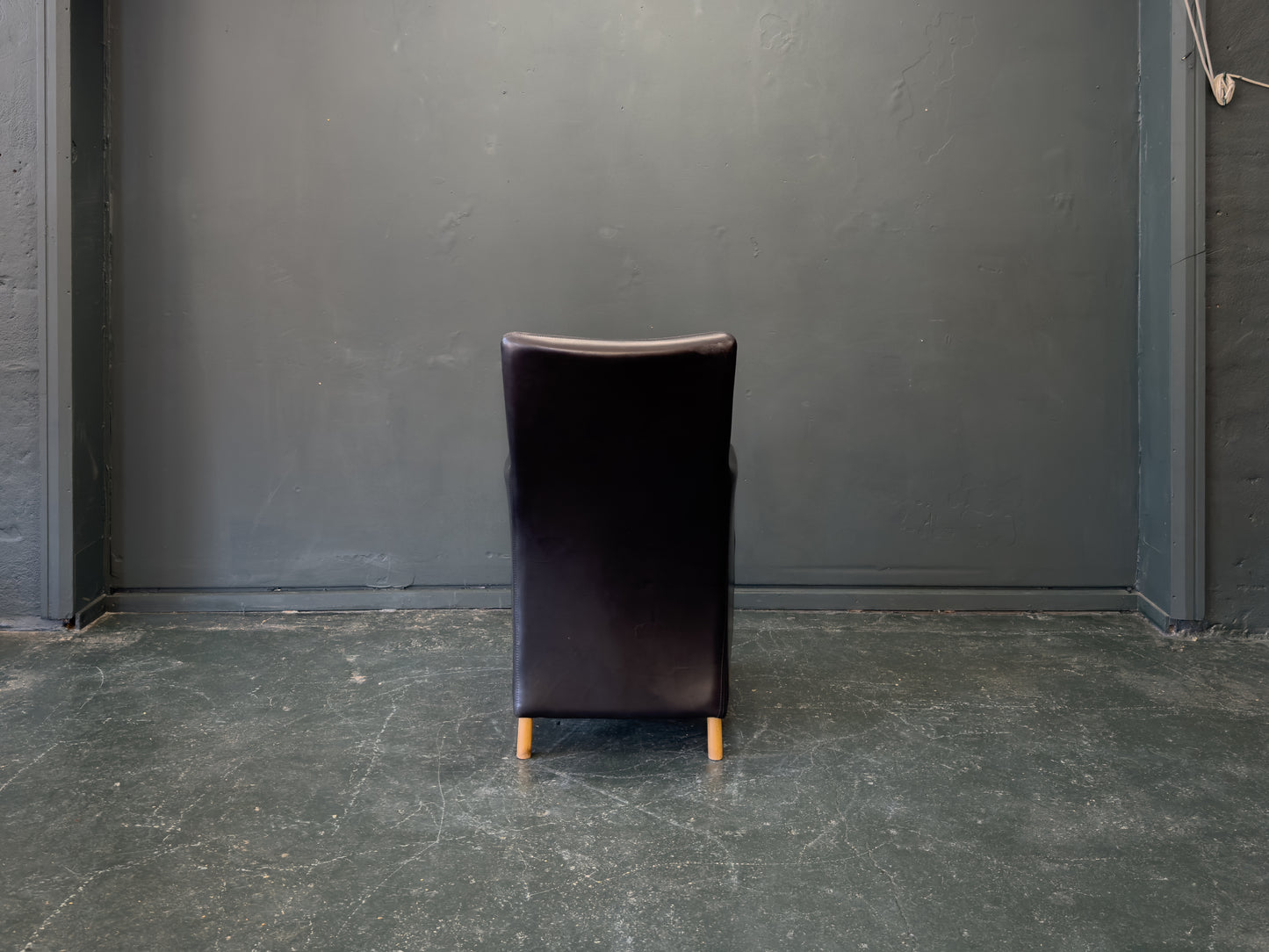 Stouby Black Leather and Birch Armchair