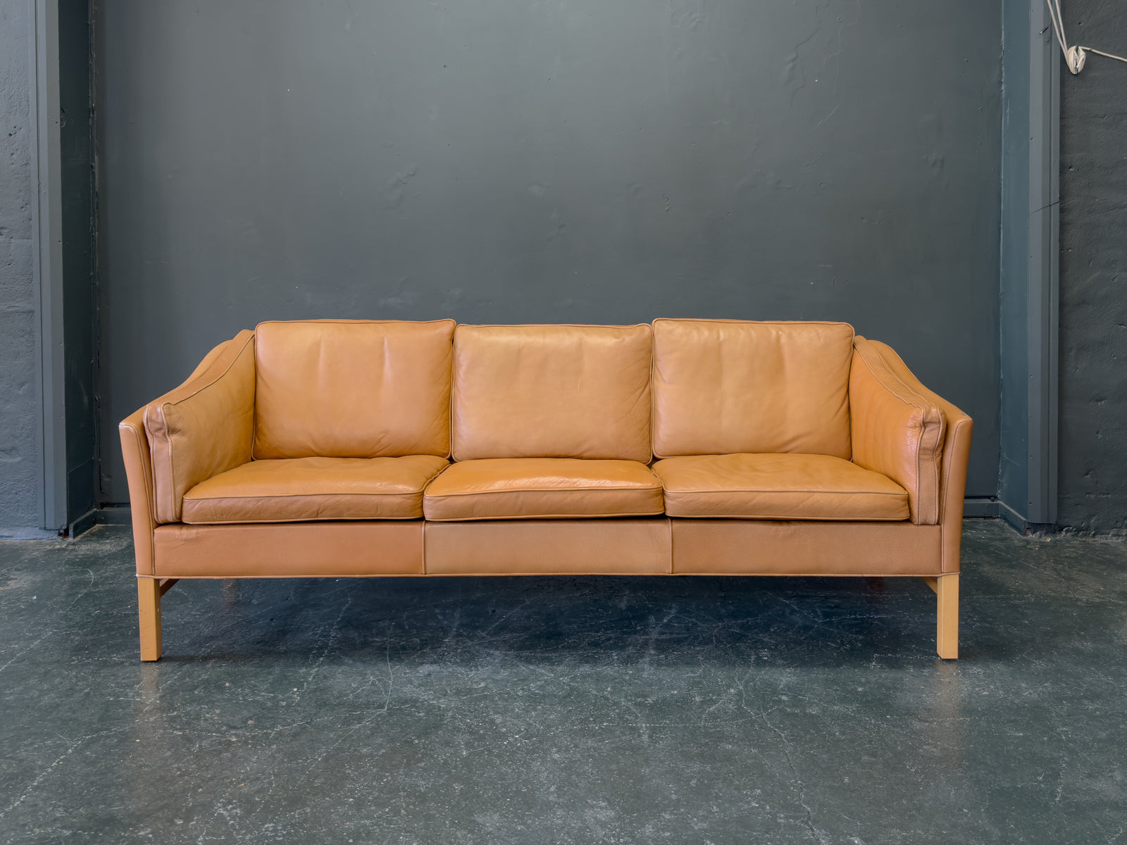 Tan Leather 3 Seater Sofa