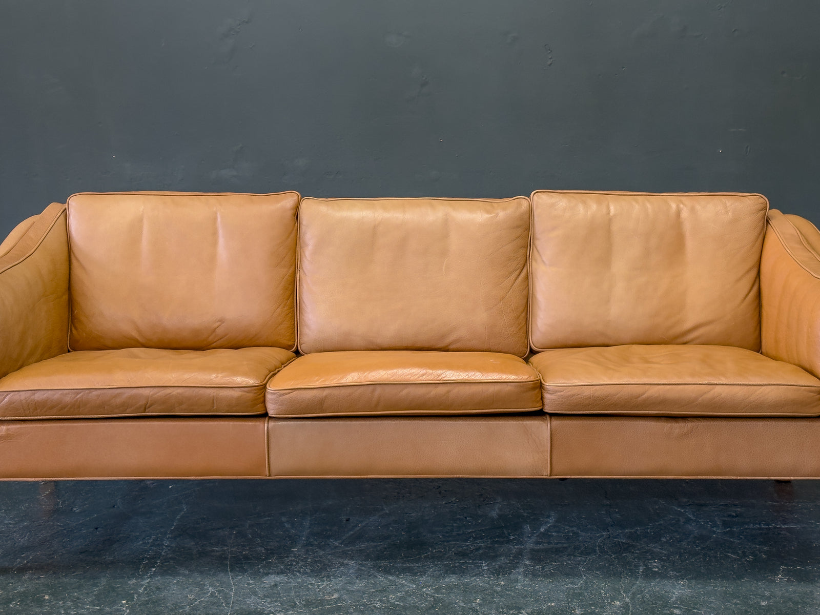 Tan Leather 3 Seater Sofa