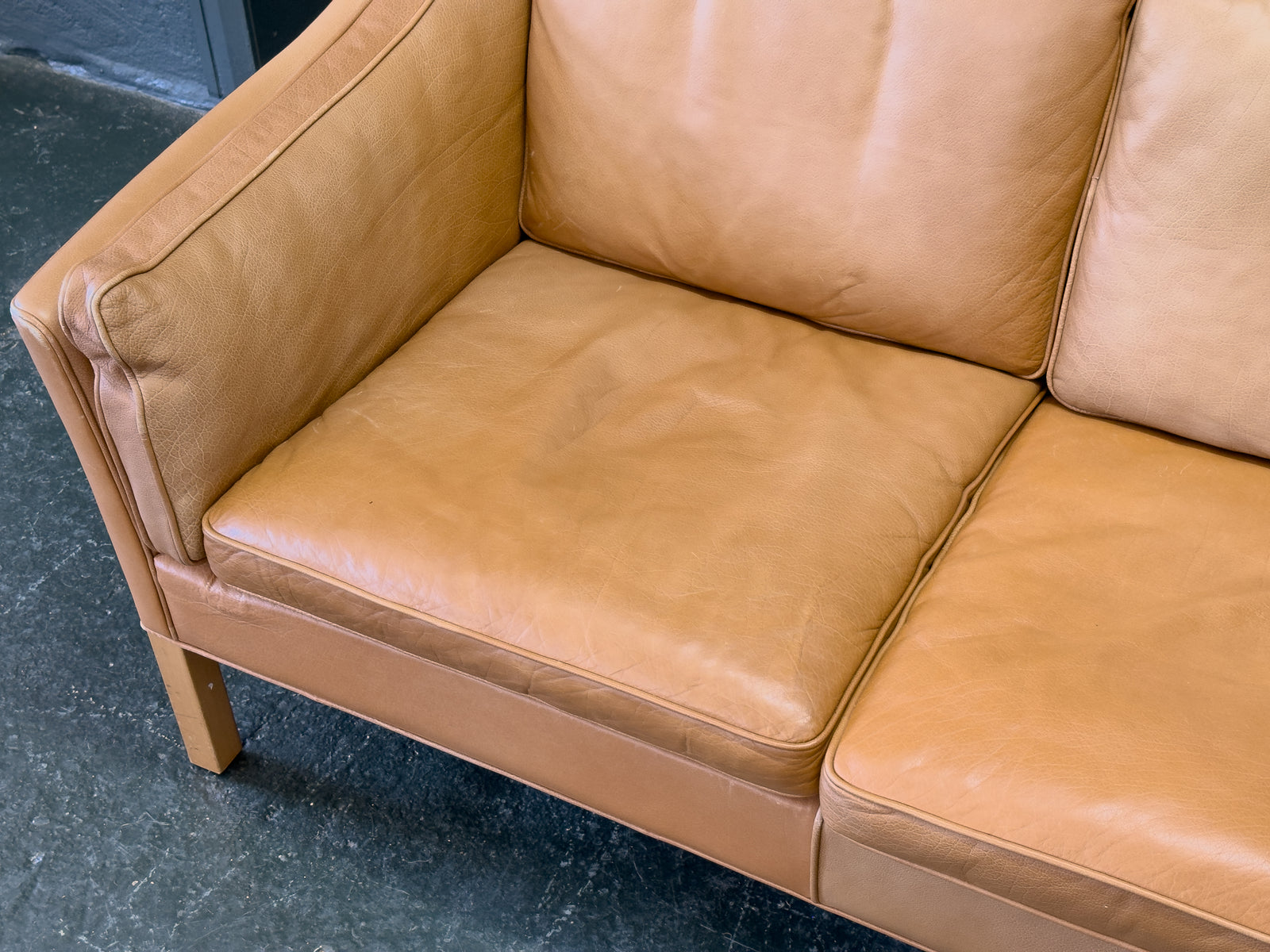 Tan Leather 3 Seater Sofa