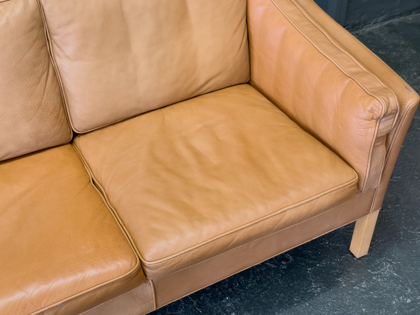 Tan Leather 3 Seater Sofa