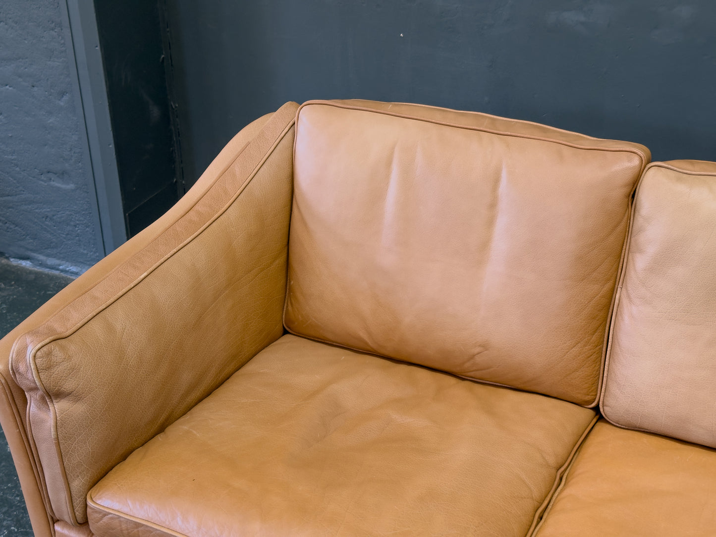 Tan Leather 3 Seater Sofa