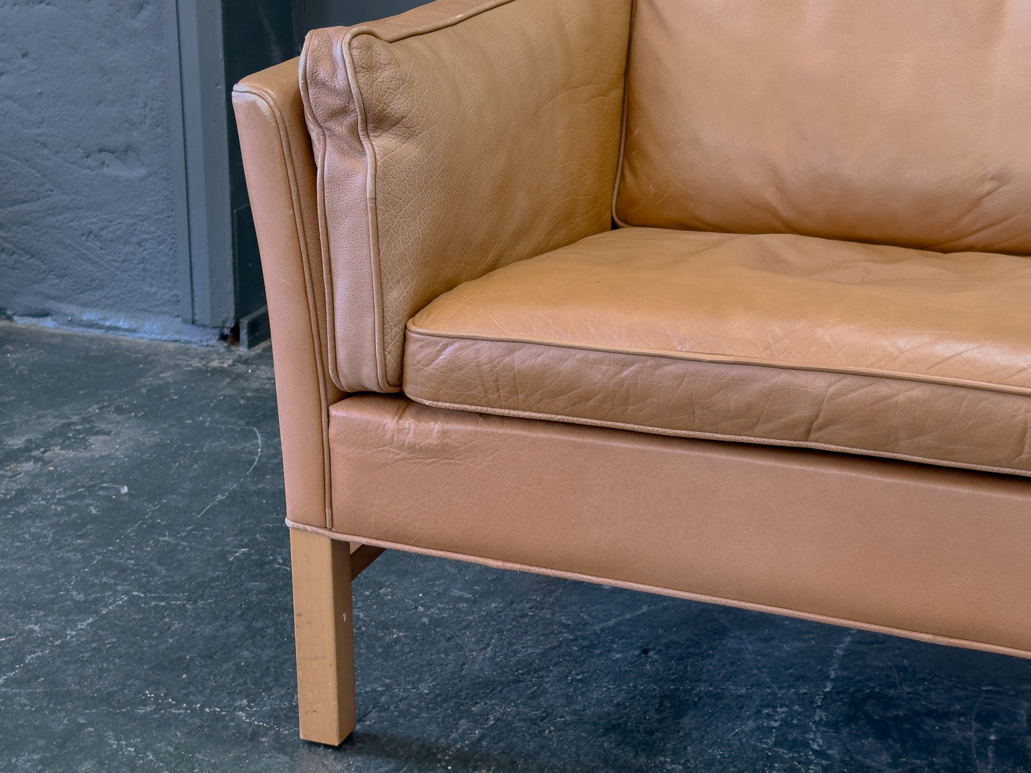 Tan Leather 3 Seater Sofa