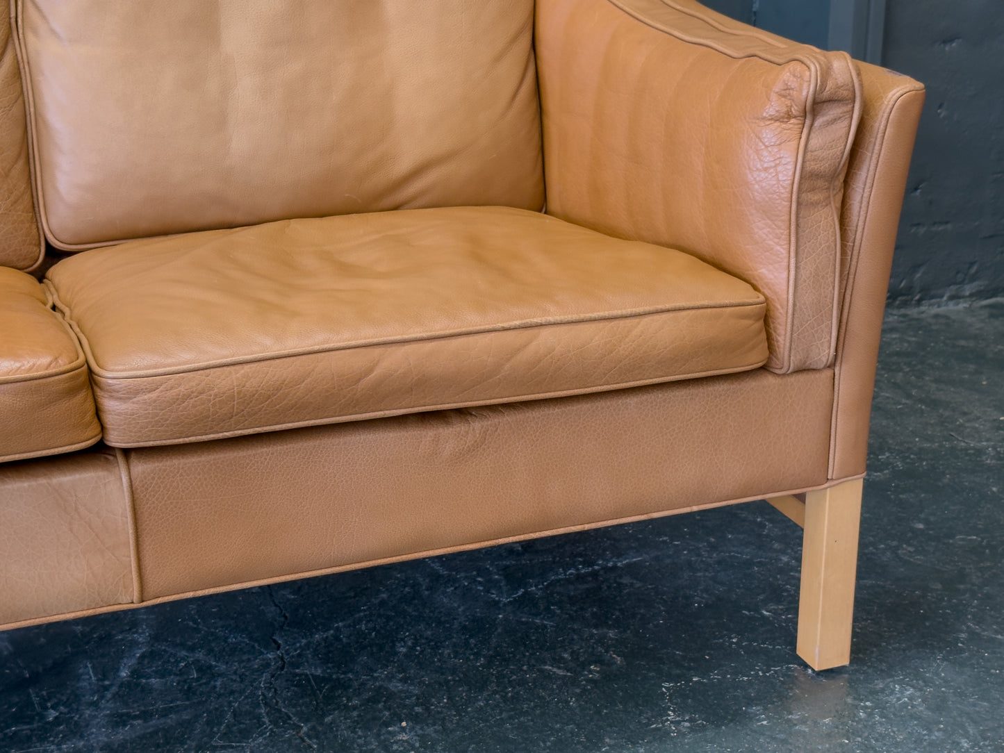 Tan Leather 3 Seater Sofa