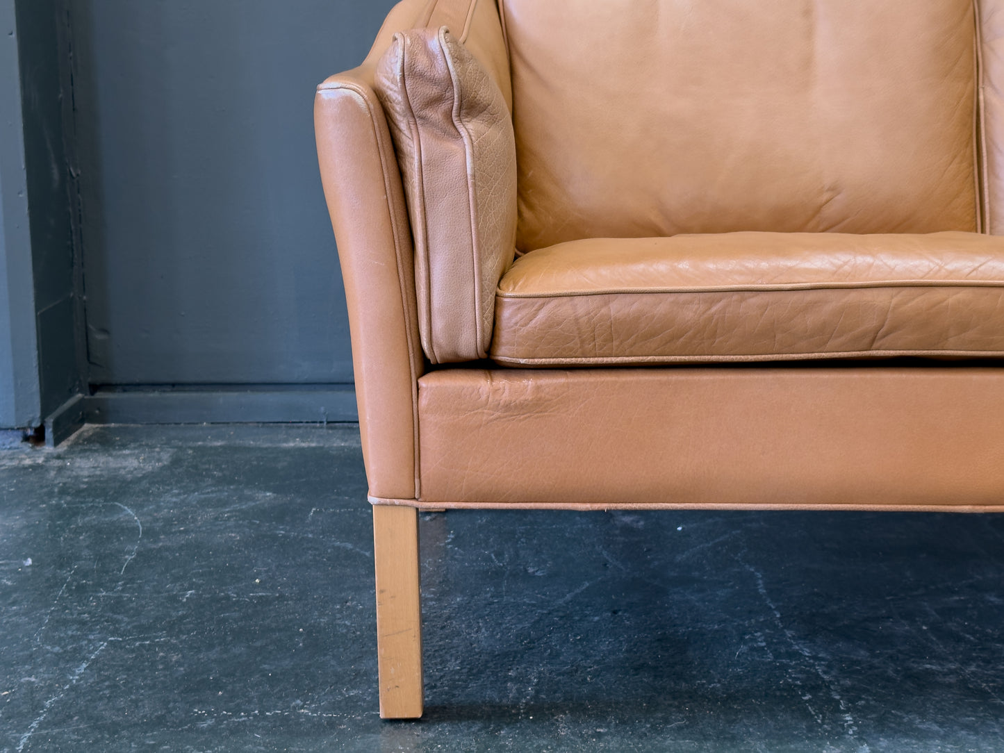 Tan Leather 3 Seater Sofa