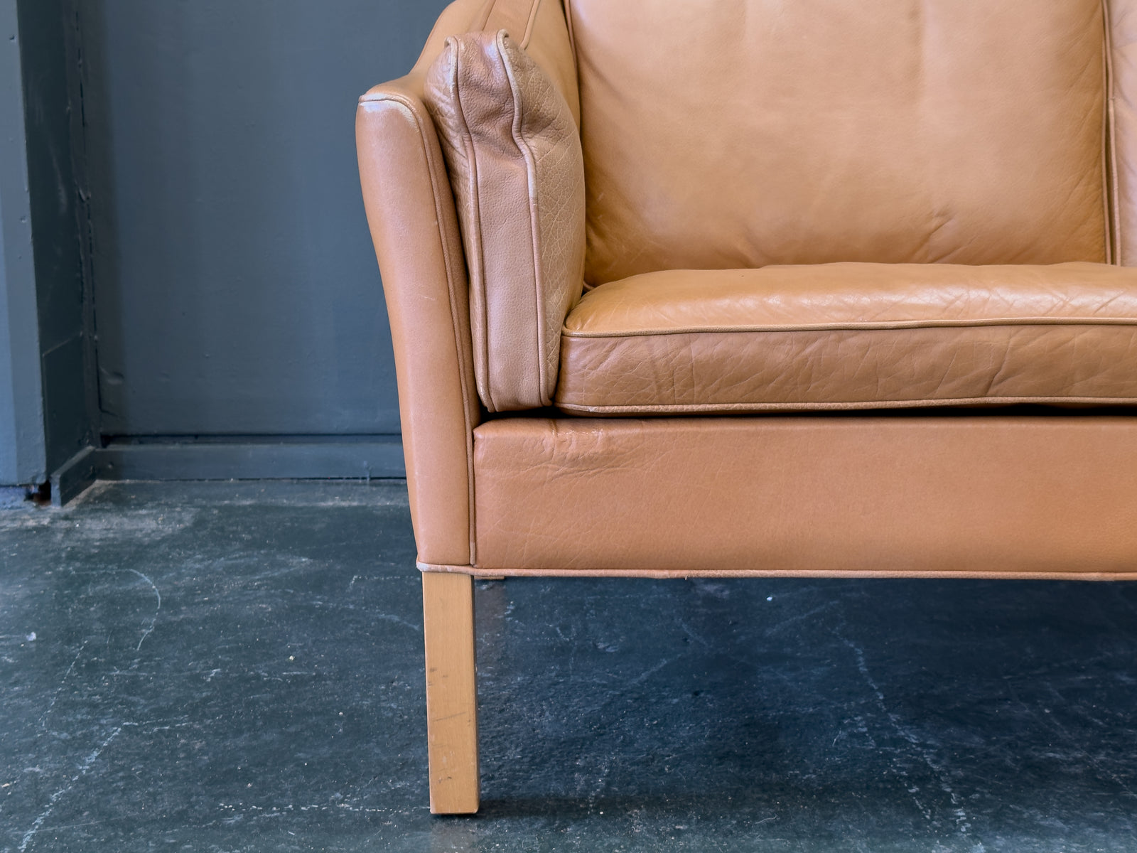 Tan Leather 3 Seater Sofa