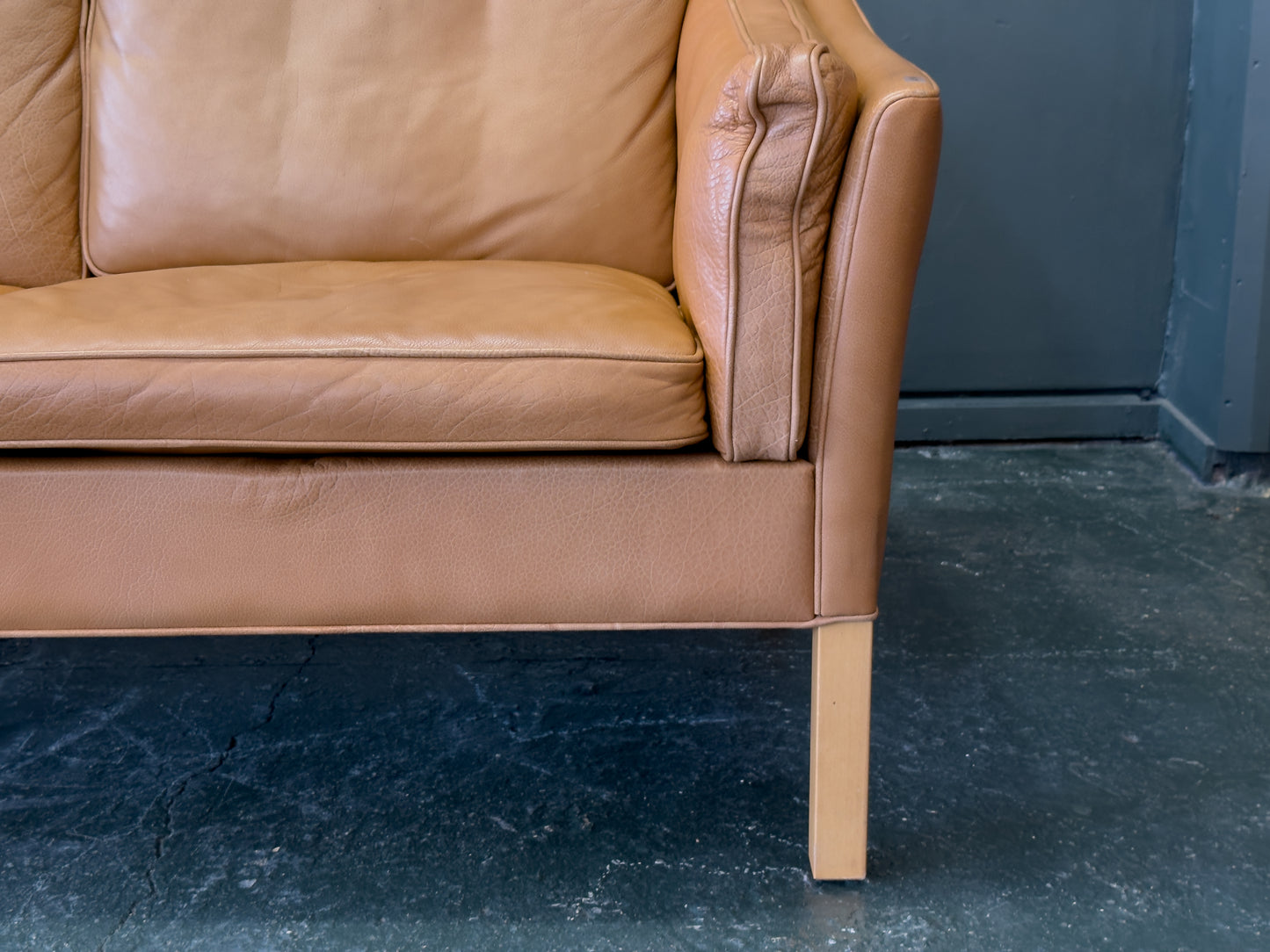 Tan Leather 3 Seater Sofa