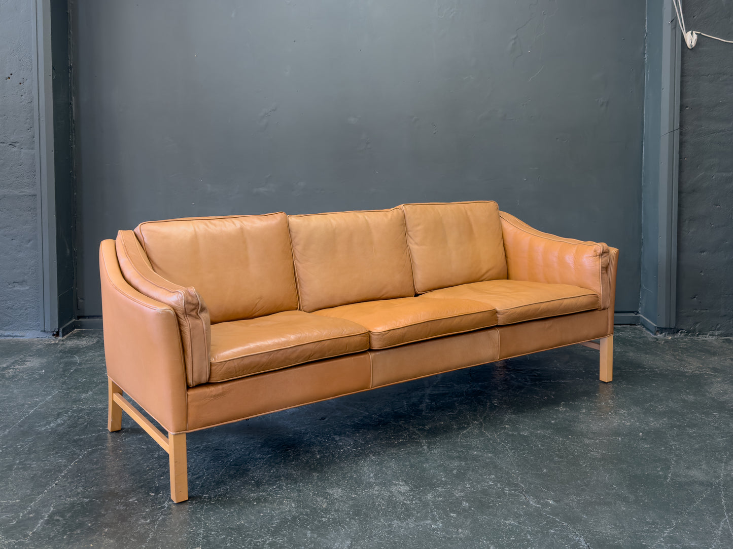 Tan Leather 3 Seater Sofa