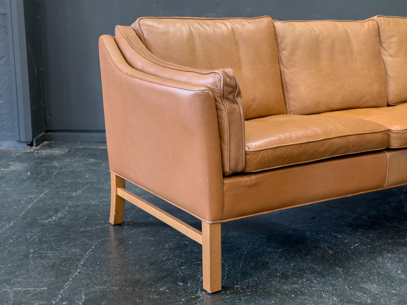 Tan Leather 3 Seater Sofa