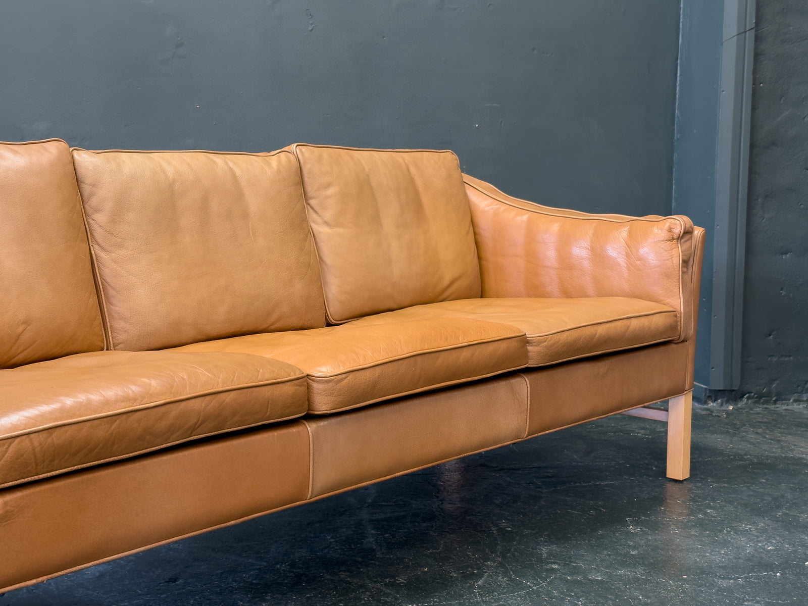 Tan Leather 3 Seater Sofa