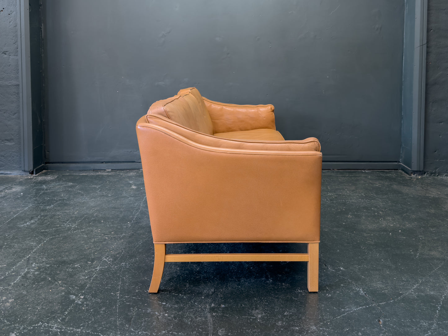 Tan Leather 3 Seater Sofa