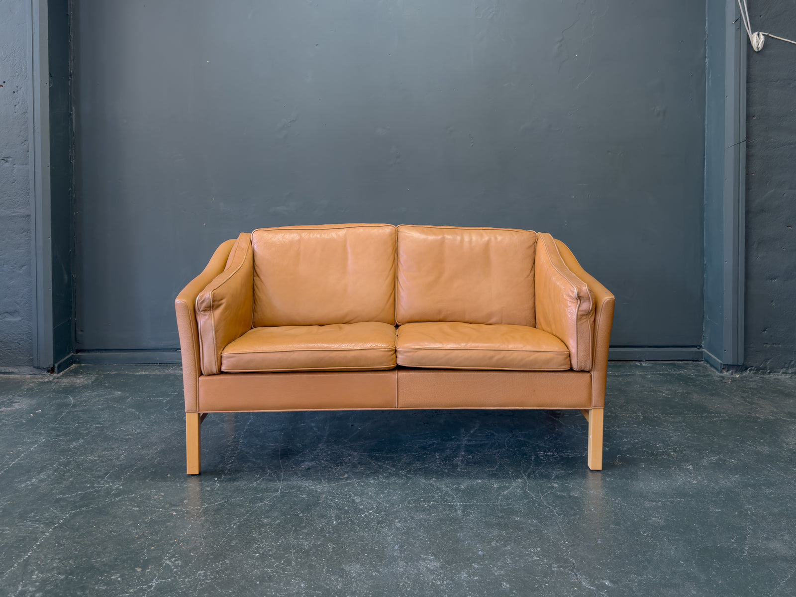 Tan Leather 2 Seater Sofa