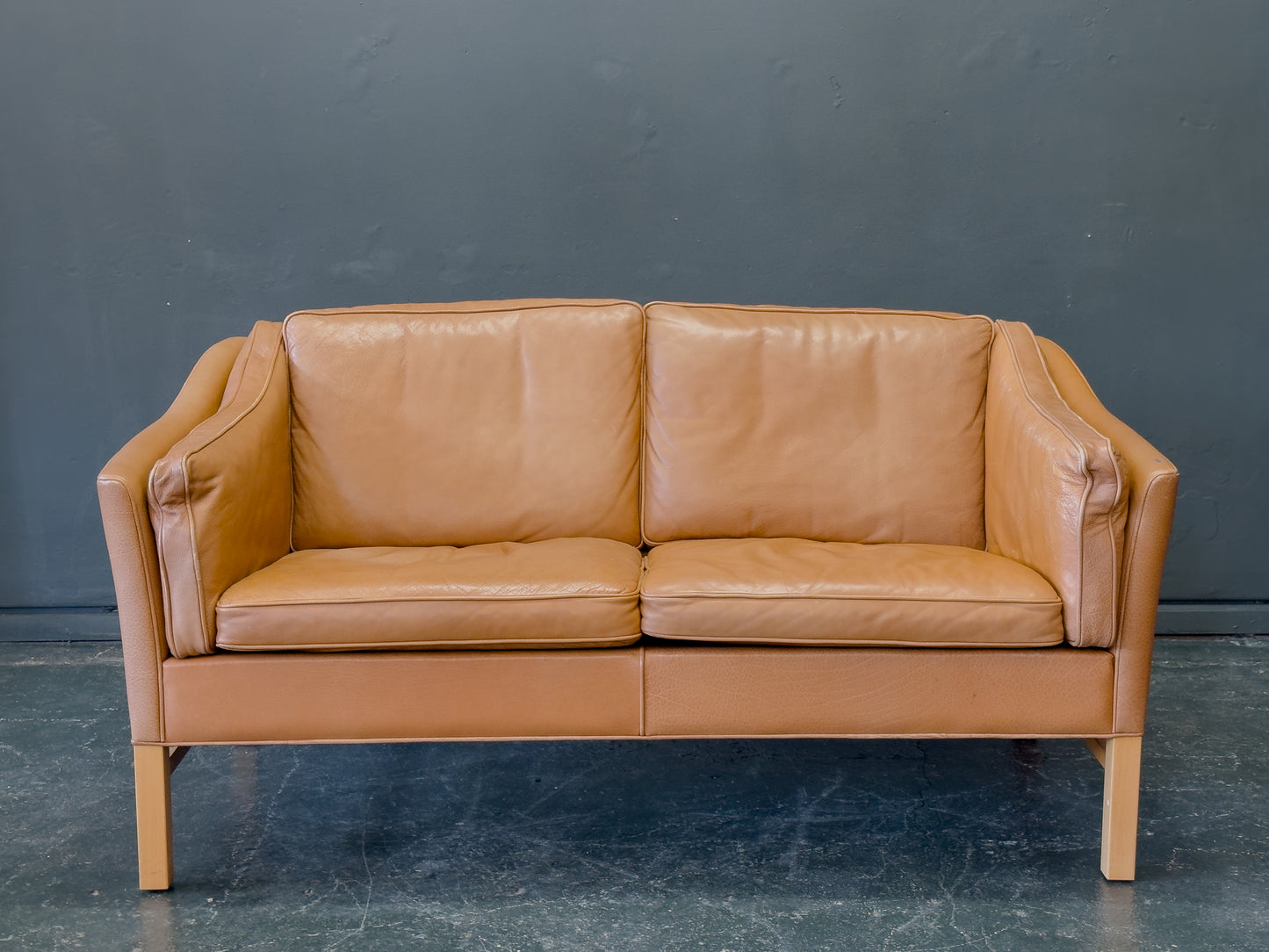Tan Leather 2 Seater Sofa