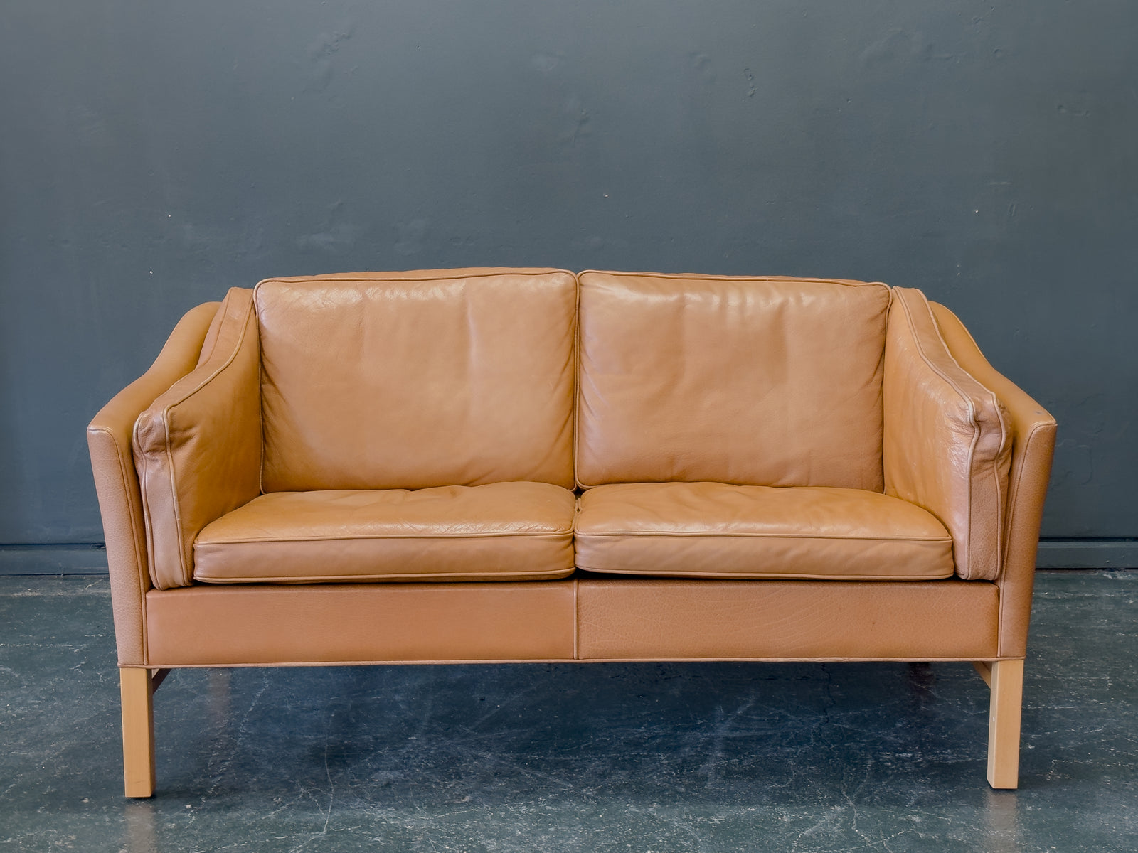 Tan Leather 2 Seater Sofa