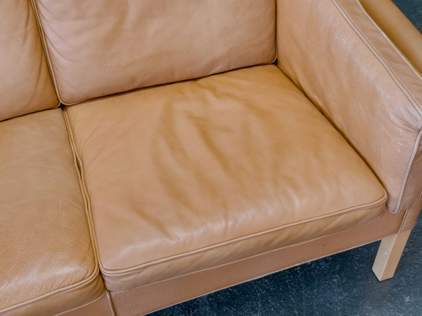 Tan Leather 2 Seater Sofa