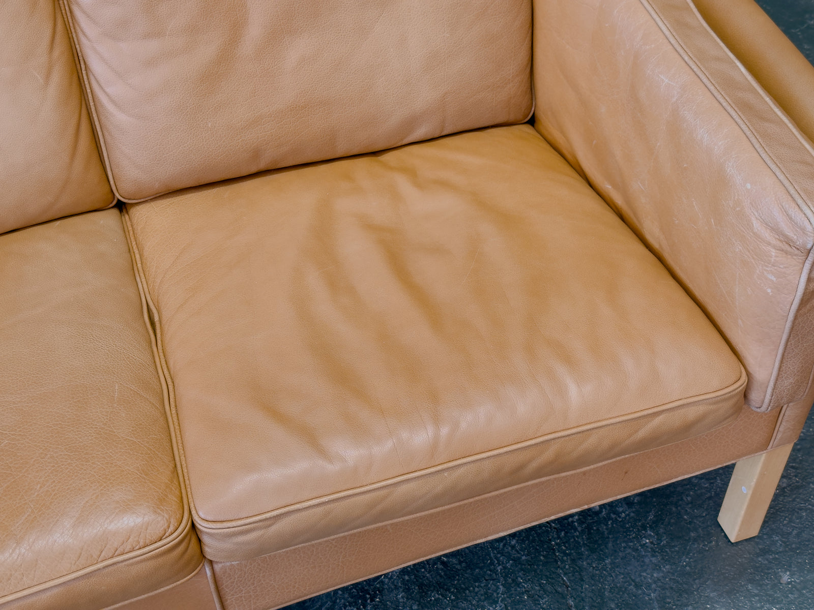 Tan Leather 2 Seater Sofa