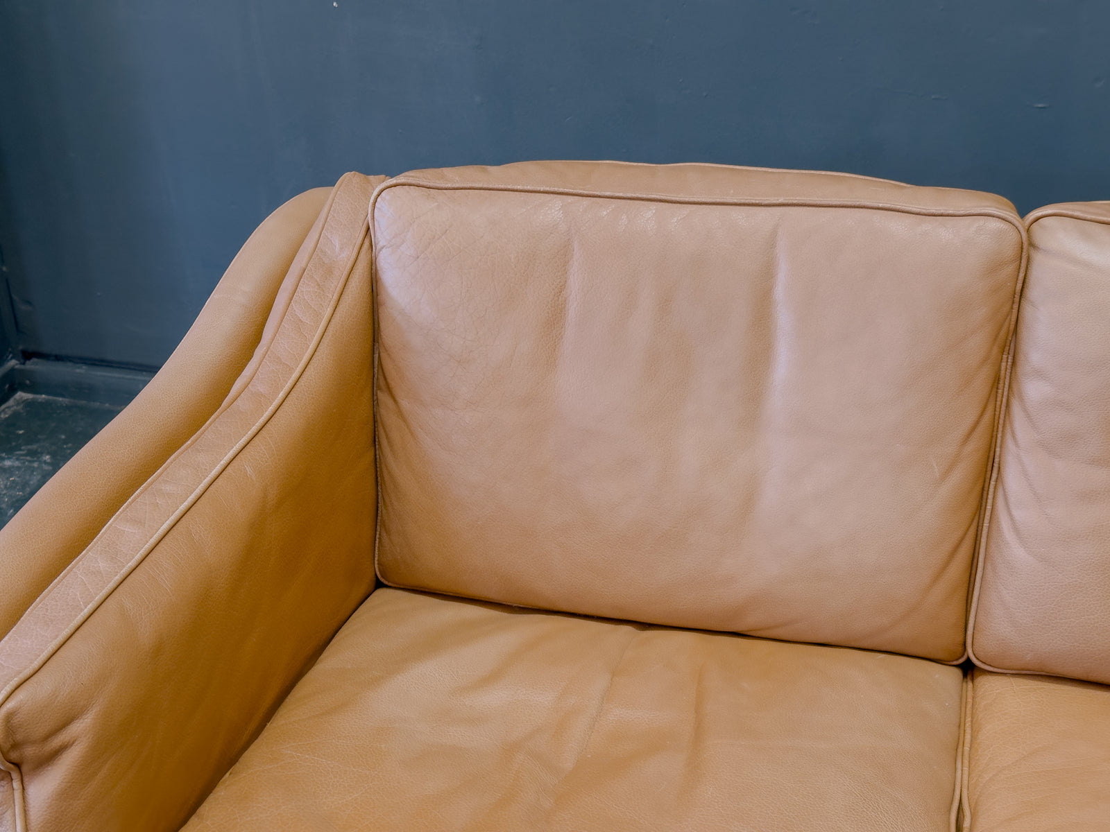 Tan Leather 2 Seater Sofa