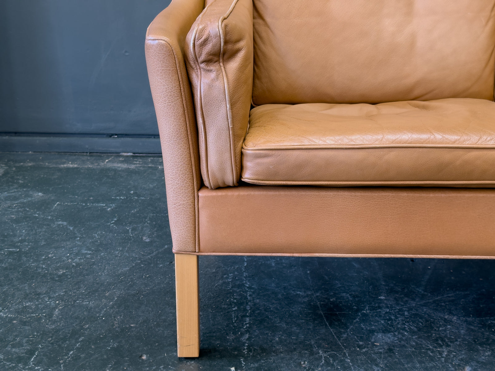 Tan Leather 2 Seater Sofa