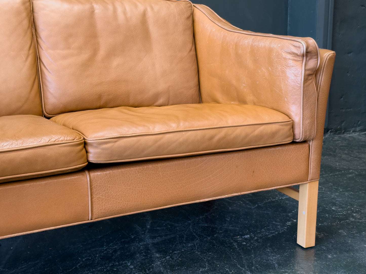 Tan Leather 2 Seater Sofa