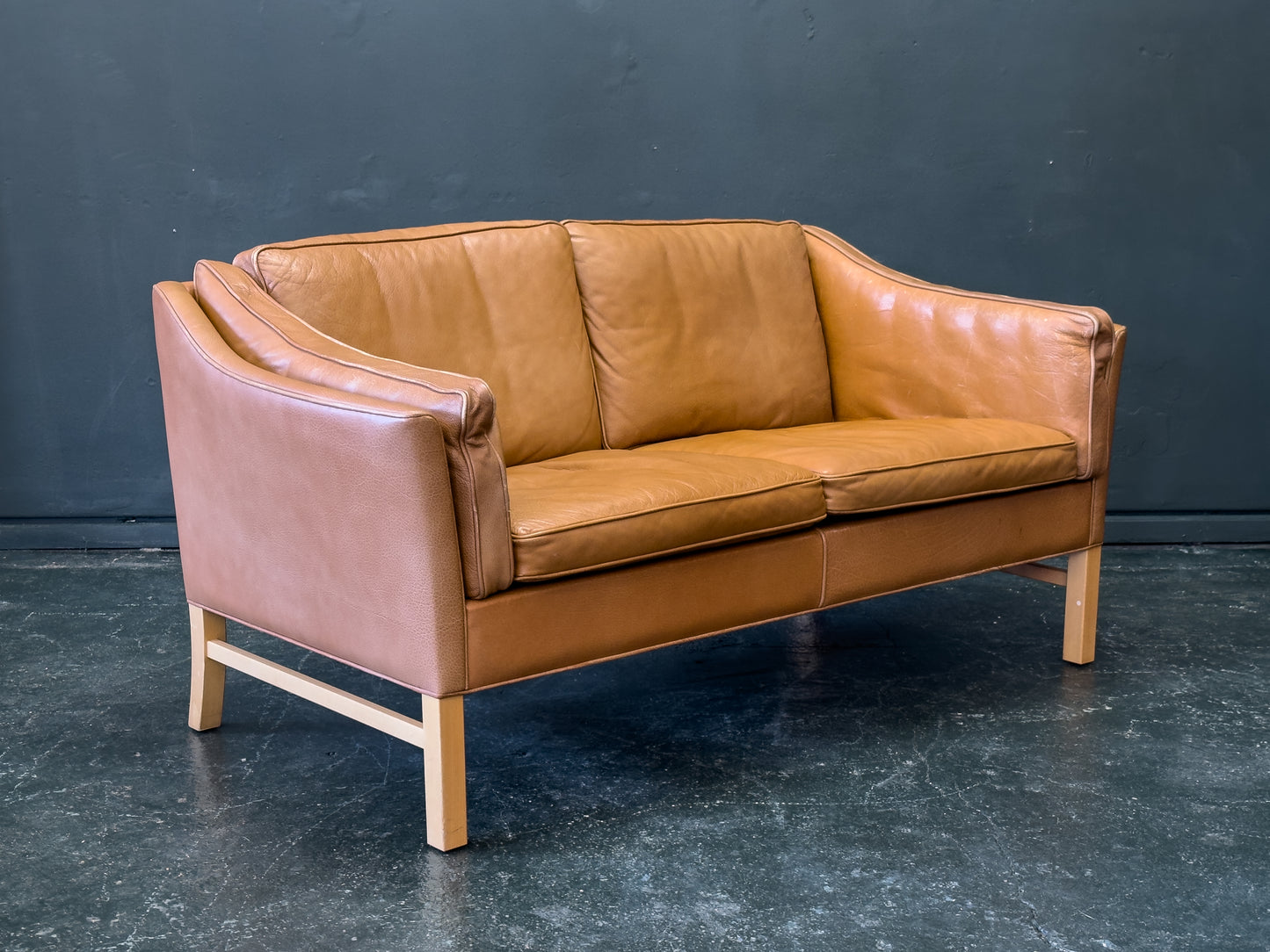 Tan Leather 2 Seater Sofa