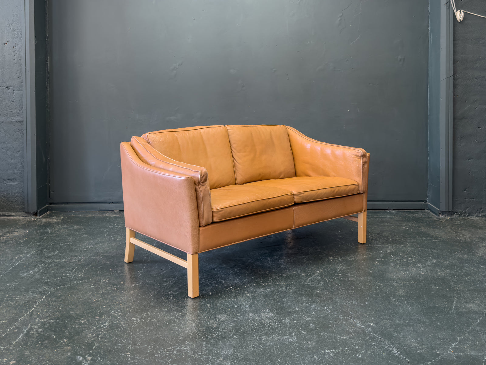 Tan Leather 2 Seater Sofa