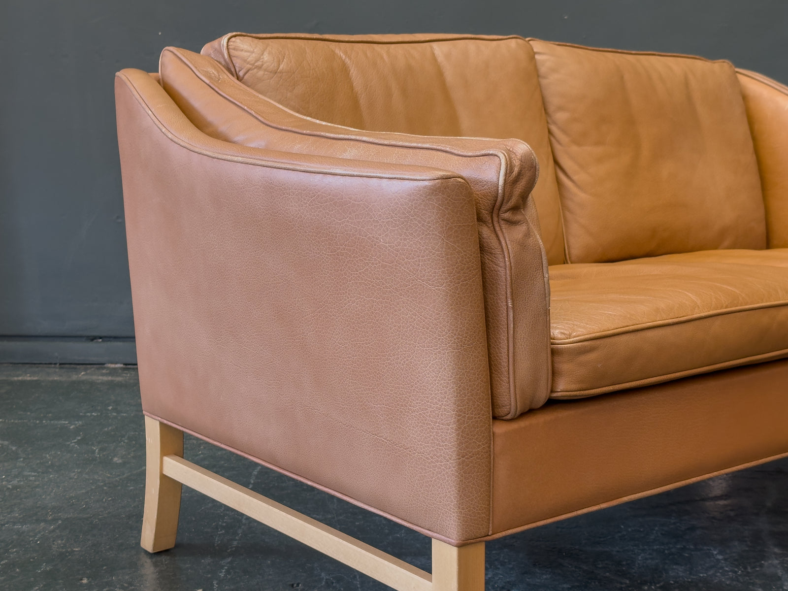 Tan Leather 2 Seater Sofa