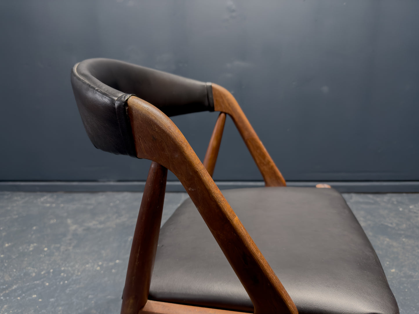 Kai Kristiansen Black Leather and Teak Model 31 Chair