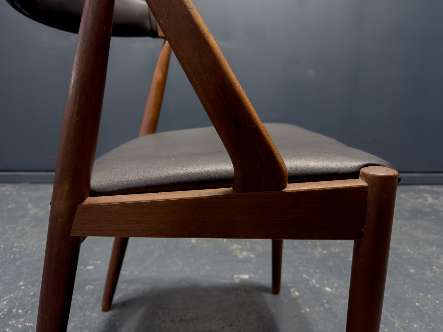 Kai Kristiansen Black Leather and Teak Model 31 Chair