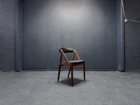 Kai Kristiansen Black Leather and Teak Model 31 Chair