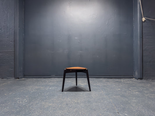 Teak Stool with Black Legs