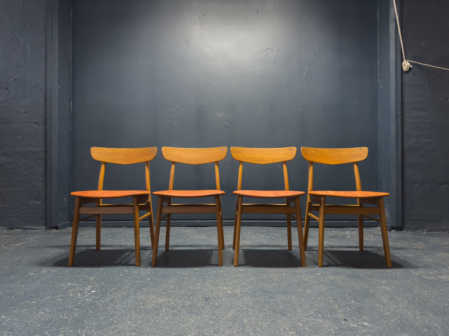 Set of 4 Farstrup 1960s Teak and Leather Dining Chairs