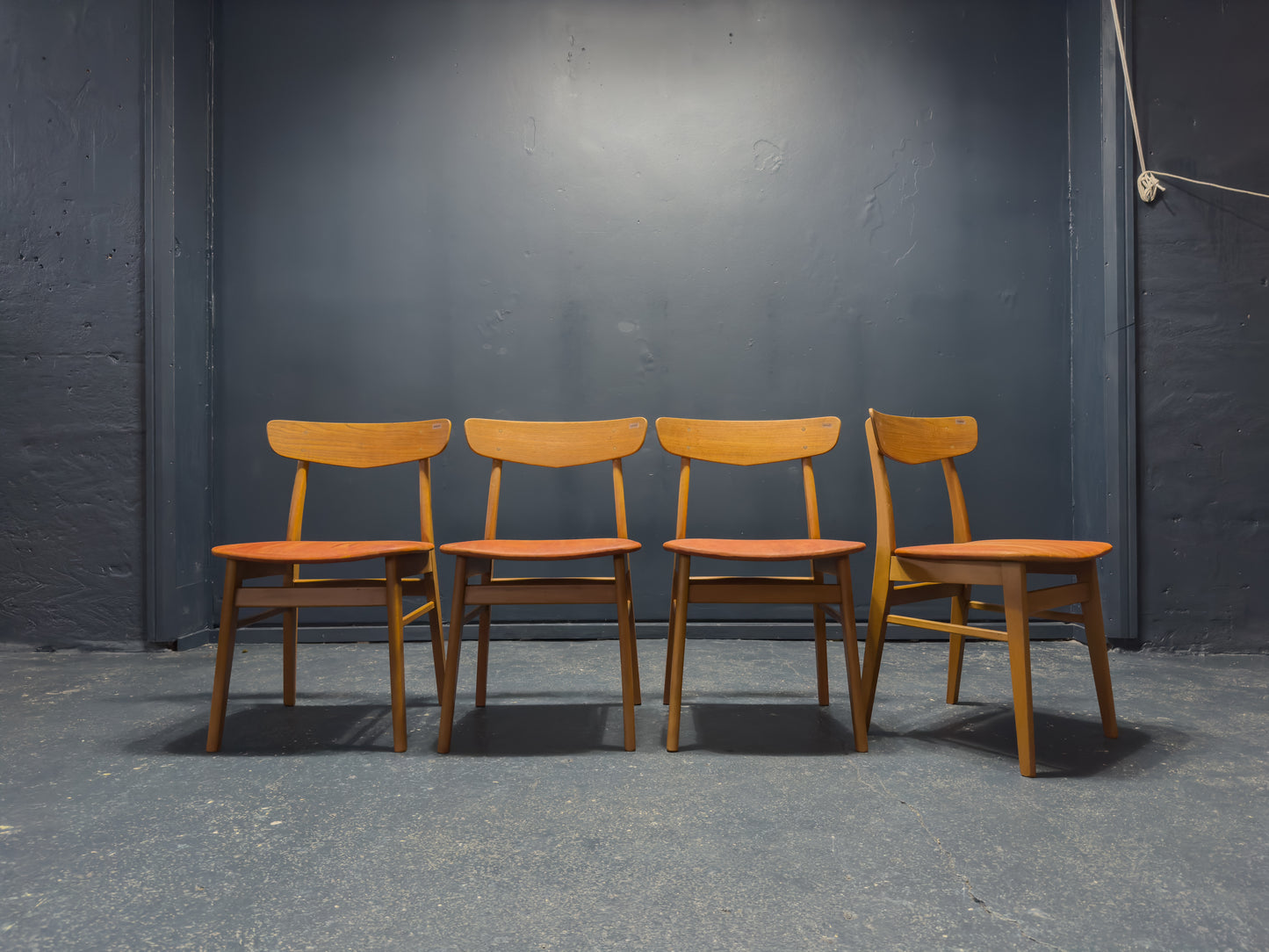 Set of 4 Farstrup 1960s Teak and Leather Dining Chairs