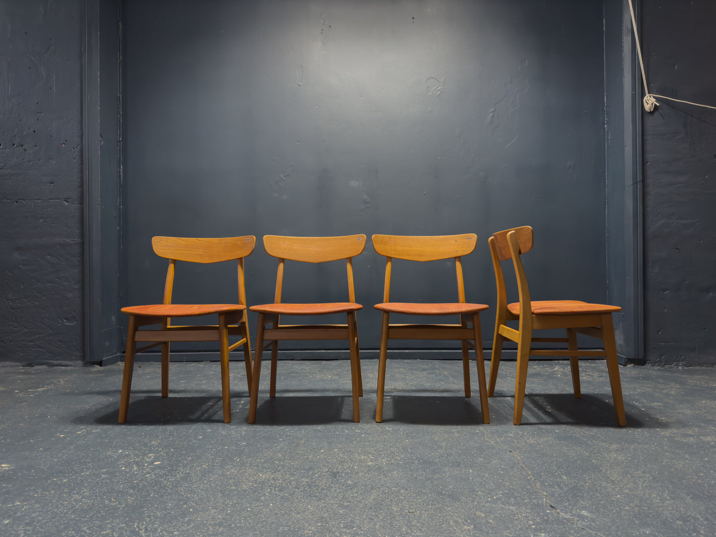 Set of 4 Farstrup 1960s Teak and Leather Dining Chairs