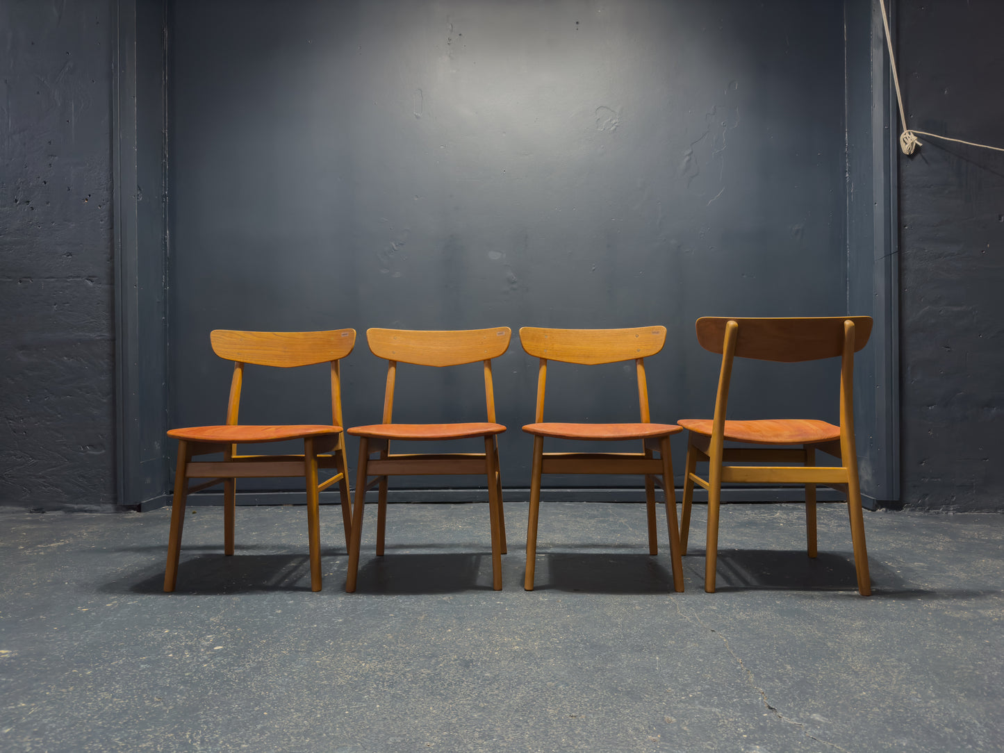 Set of 4 Farstrup 1960s Teak and Leather Dining Chairs