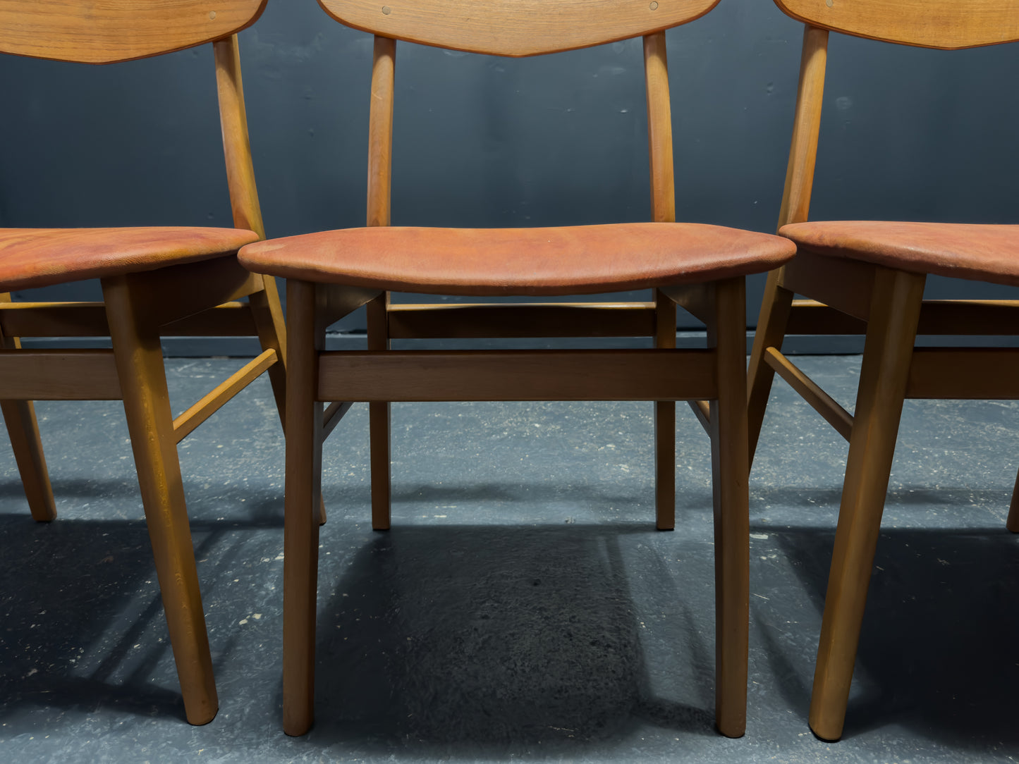 Set of 4 Farstrup 1960s Teak and Leather Dining Chairs